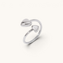Feetz & Co. silver adjustable toe ring featuring two polished heart charms in an open band design.
