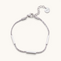 Feetz & Co. Asta anklet in silver-tone stainless steel featuring three polished flat bars on a sparkling chain.