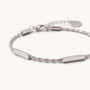 Feetz & Co. Asta anklet in silver stainless steel featuring three polished flat bars on a sparkling twisted chain.