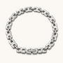 Feetz & Co. Bloc Anklet featuring silver-plated stainless steel squared links in a structured architectural design.