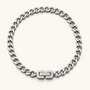 Feetz & Co. silver-plated stainless steel flat curb chain anklet with a sleek, water-resistant design.