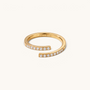 Feetz & Co. gold adjustable toe ring featuring two rows of sparkling stones in a polished stainless steel finish.