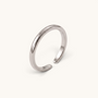 Feetz & Co. silver-plated stainless steel adjustable open toe ring with a smooth, polished minimalist design.