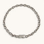 Feetz & Co. Remi silver-plated stainless steel rolo chain anklet with a secure branded clasp