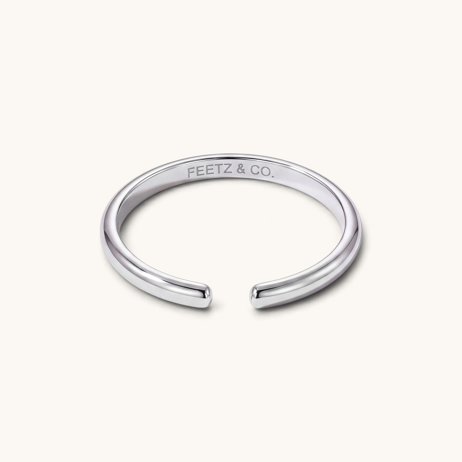 Feetz & Co. silver-plated stainless steel open band big toe ring with a smooth, polished minimalist design.